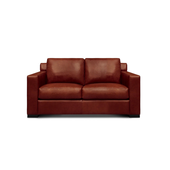 GTR Santiago 100% Top Grain Leather Mid-century Loveseat, Russet Brown