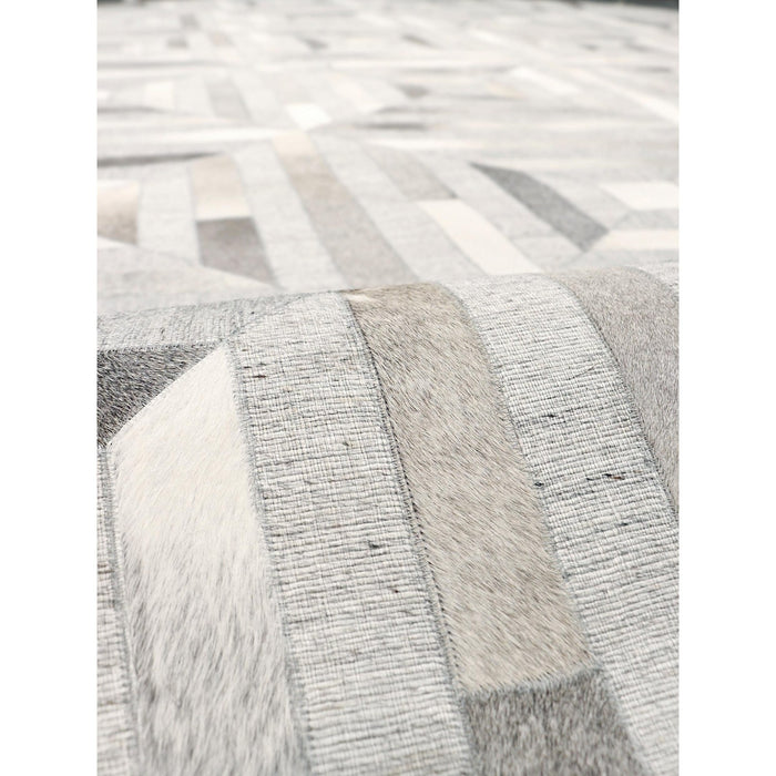 Pasargad Home Galaxy Collection Silver Cowhide & Sari Silk Area Rug- 6' 0'' X 9' 0'' ptx-3104 6x9