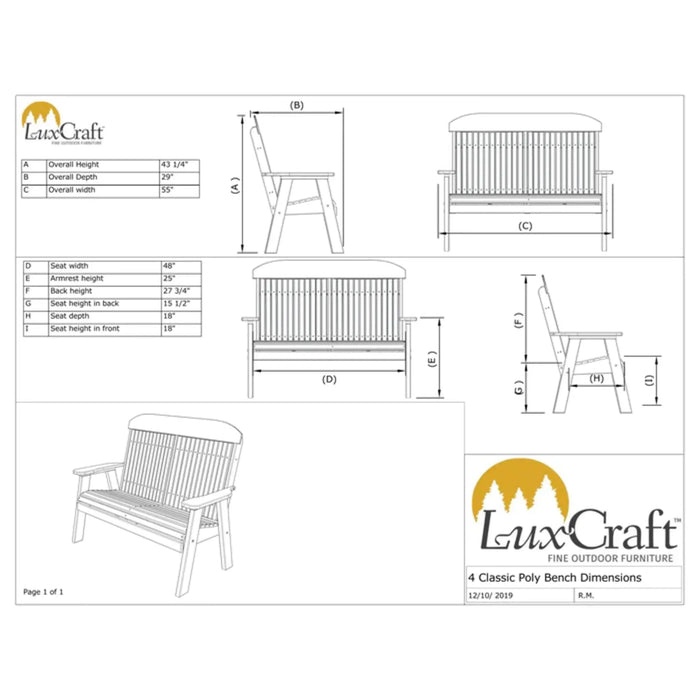 LuxCraft 4' Classic Bench