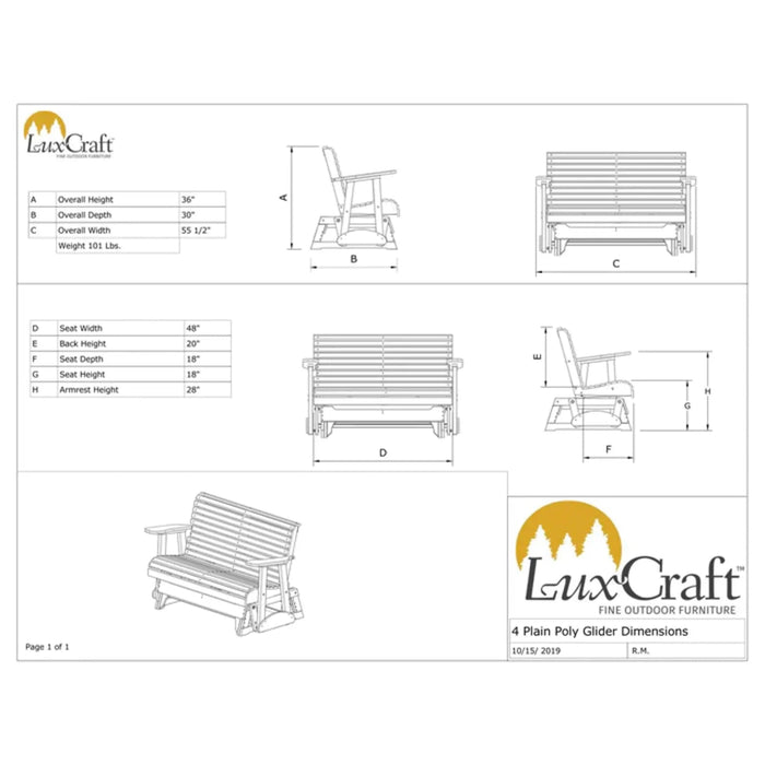 LuxCraft 4' Plain Glider Chair
