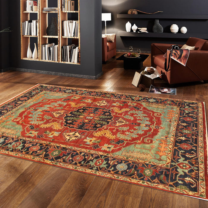 Pasargad Home Serapi Collection Hand-Knotted Rust/Navy Wool Area Rug- 3' 1" X 5' 3" PS-30 3x5