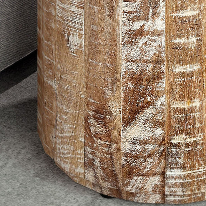 Worldwide Home Furnishings Eva-Accent Table-Distressed Natural Round Accent Table 501-126NT