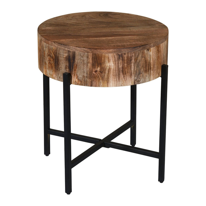 Worldwide Home Furnishings Blox-Accent Table-Natural Round Accent Table 501-528NAT