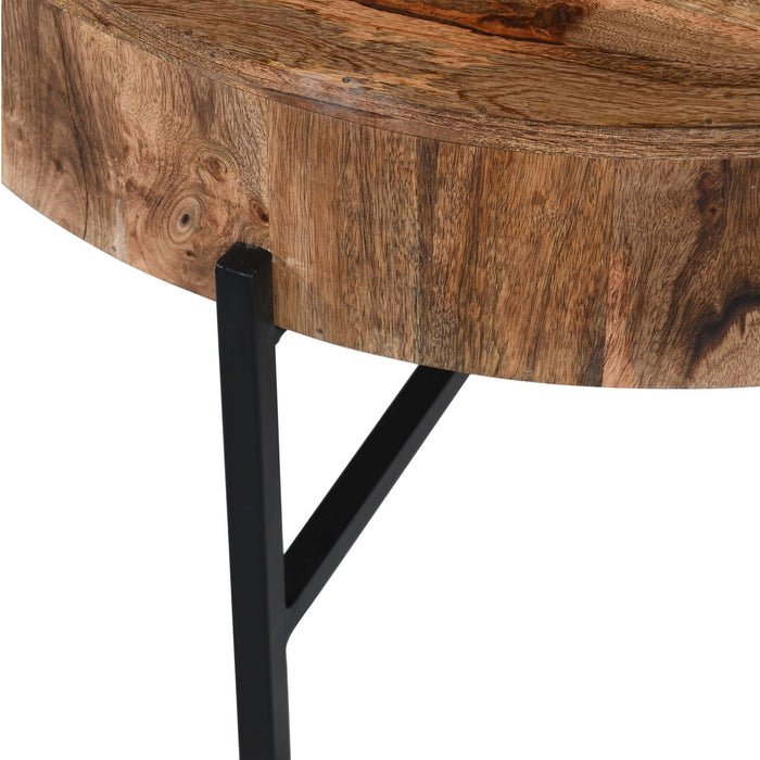 Worldwide Home Furnishings Blox-Accent Table-Natural Round Accent Table 501-528NAT