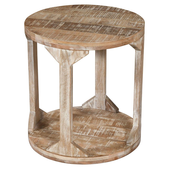 Worldwide Home Furnishings Avni-Accent Table-Distressed Natural Round Accent Table 501-619NT