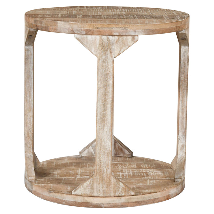 Worldwide Home Furnishings Avni-Accent Table-Distressed Natural Round Accent Table 501-619NT