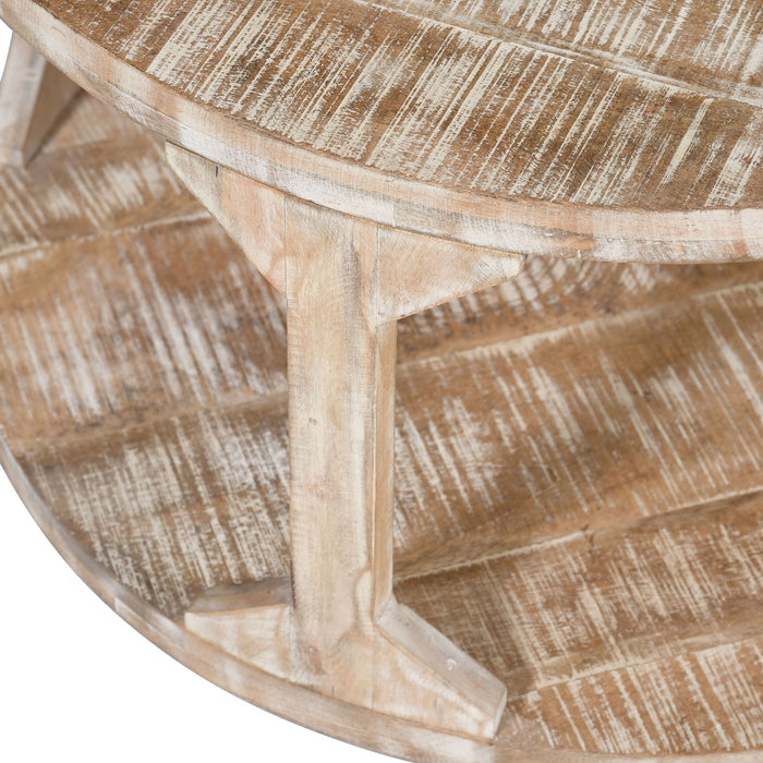 Worldwide Home Furnishings Avni-Accent Table-Distressed Natural Round Accent Table 501-619NT