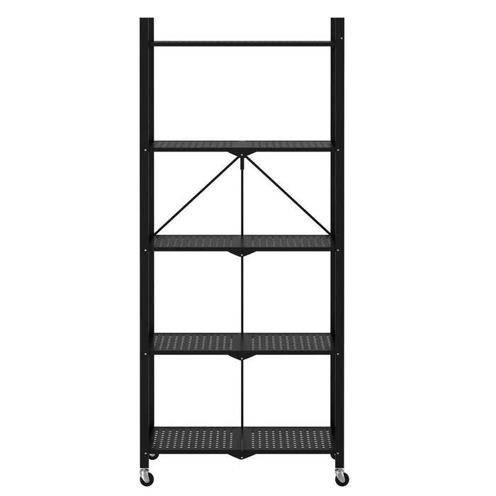 Worldwide Home Furnishings Quby-5 Tier Shelf-Black 5-Tier Folding Shelf 505-564BK-5T