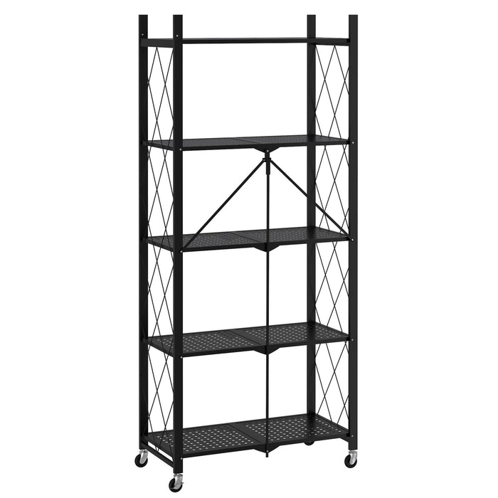 Worldwide Home Furnishings Quby-5 Tier Shelf-Black 5-Tier Folding Shelf 505-564BK-5T