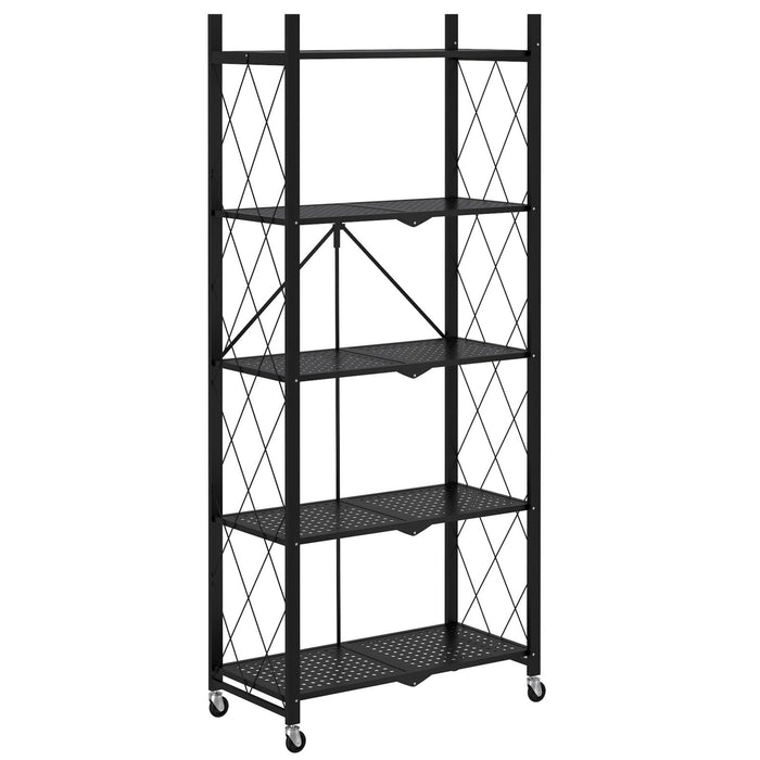 Worldwide Home Furnishings Quby-5 Tier Shelf-Black 5-Tier Folding Shelf 505-564BK-5T