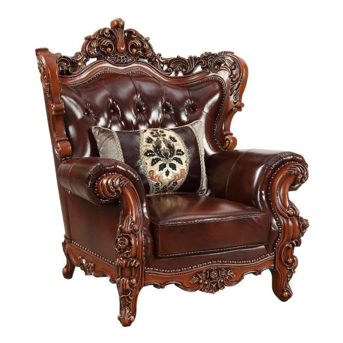 Acme Furniture Eustoma Chair - Seat in Cherry Top Grain Leather Match & Walnut 53067SEAT