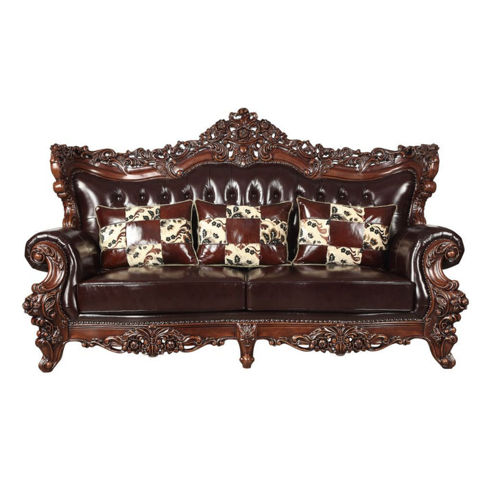Acme Furniture Forsythia Sofa - Back in Espresso Top Grain Leather Match & Walnut 53070BACK
