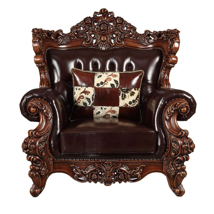 Acme Furniture Forsythia Loveseat - Seat in Espresso Top Grain Leather Match & Walnut 53071SEAT