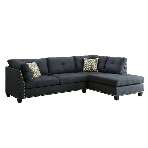 Acme Furniture Laurissa Sectional - Lf Sofa & Rf Chaise in Dark Blue Linen 54365SOF