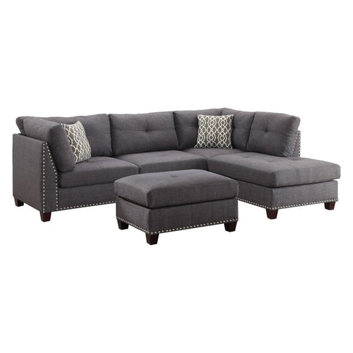 Acme Furniture Laurissa Sectional - Lf Sofa & Rf Chaise in Light Charcoal Linen 54385SOF