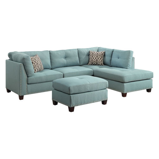 Acme Furniture Laurissa Sectional - Lf Sofa & Rf Chaise in Light Teal Linen 54395SOF
