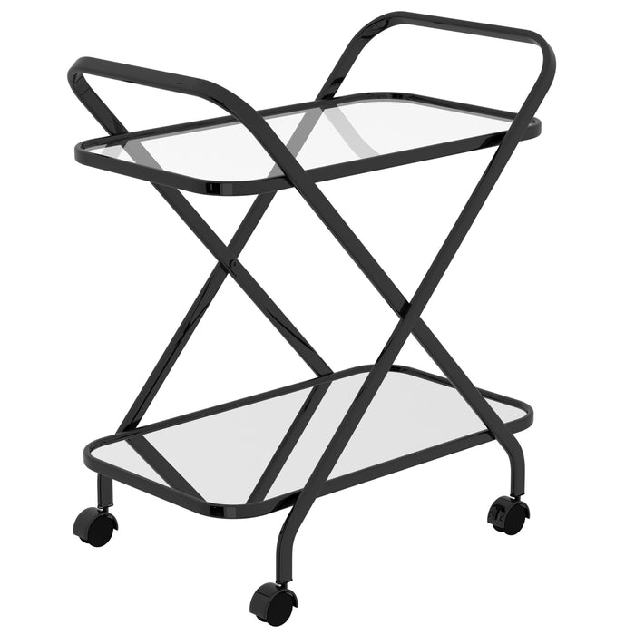 Worldwide Home Furnishings Oriso-2-Tier Bar Cart-Black 2-Tier Bar Cart 556-093BK