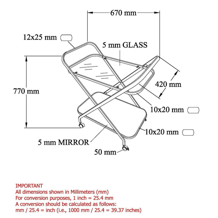 Worldwide Home Furnishings Oriso-2-Tier Bar Cart-Black 2-Tier Bar Cart 556-093BK