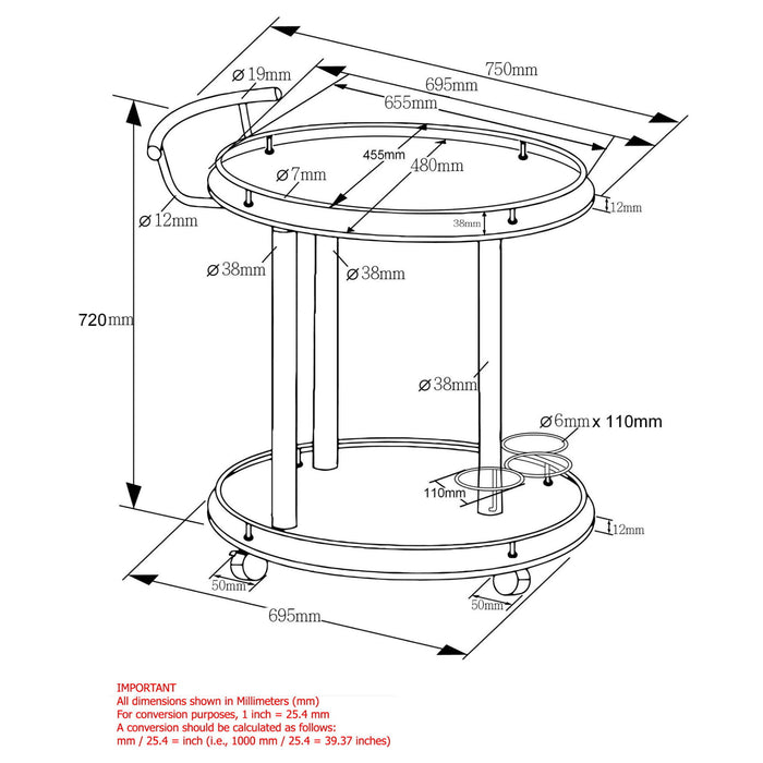 Worldwide Home Furnishings Inka-2-Tier Bar Cart-Black 2-Tier Bar Cart 556-094BK