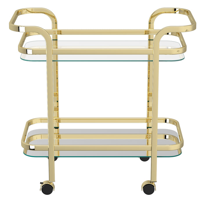 Worldwide Home Furnishings Zedd-2-Tier Bar Cart-Gold 2-Tier Bar Cart 556-218BR
