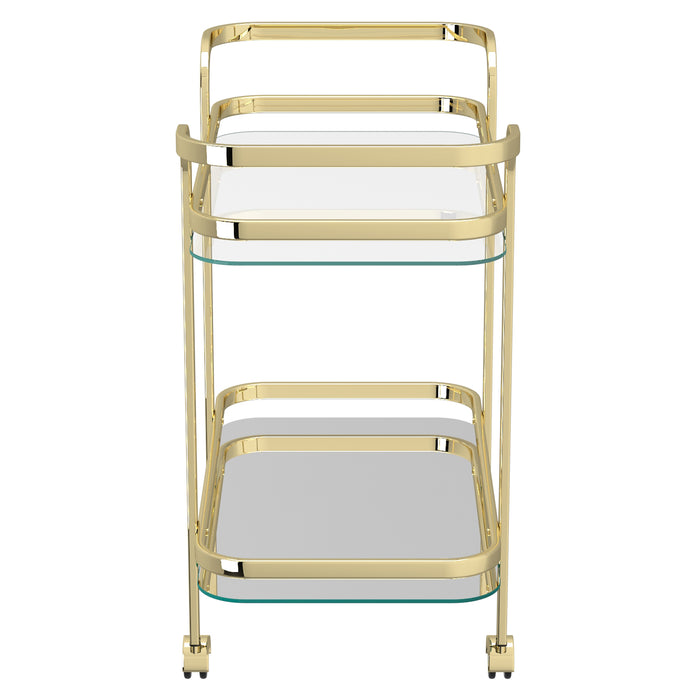 Worldwide Home Furnishings Zedd-2-Tier Bar Cart-Gold 2-Tier Bar Cart 556-218BR