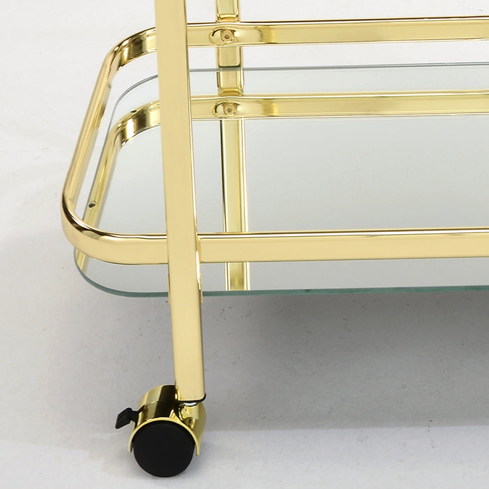 Worldwide Home Furnishings Zedd-2-Tier Bar Cart-Gold 2-Tier Bar Cart 556-218BR