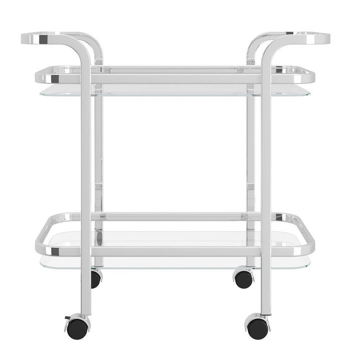 Worldwide Home Furnishings Zedd-2-Tier Bar Cart-Chrome 2-Tier Bar Cart 556-218CH