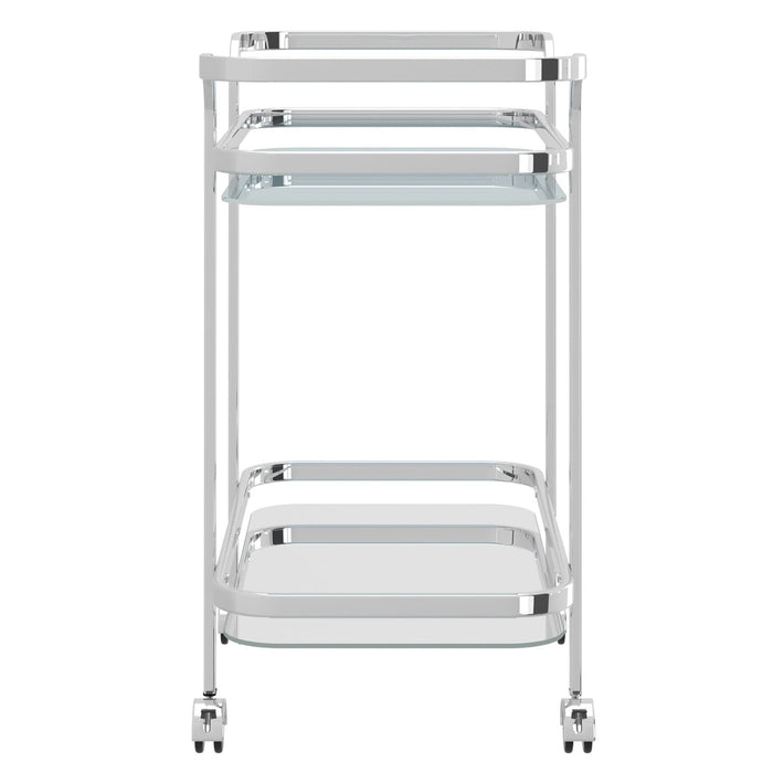 Worldwide Home Furnishings Zedd-2-Tier Bar Cart-Chrome 2-Tier Bar Cart 556-218CH