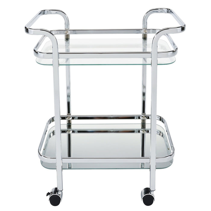 Worldwide Home Furnishings Zedd-2-Tier Bar Cart-Chrome 2-Tier Bar Cart 556-218CH