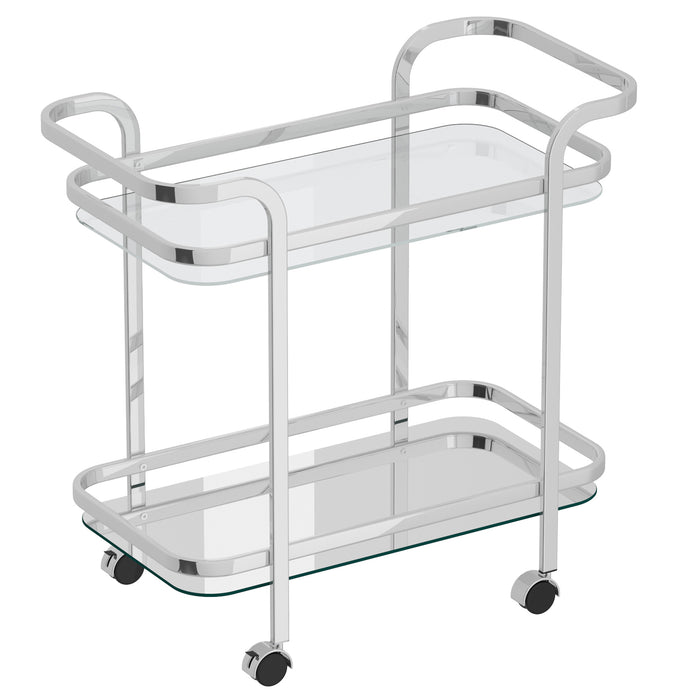 Worldwide Home Furnishings Zedd-2-Tier Bar Cart-Chrome 2-Tier Bar Cart 556-218CH