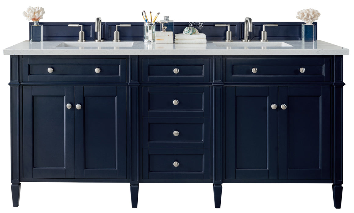 Brittany 72" Double Vanity, Urban Gray, w/ 3 CM Tajnar Eclos Top w/FreePower Wireless Charger