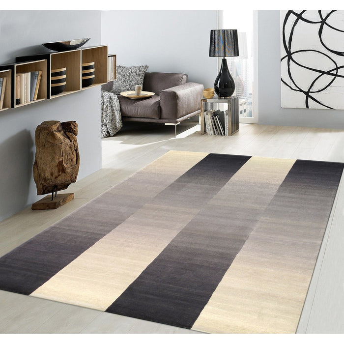 Pasargad Home Rodeo Collection Hand-Tufted Silver/Ivory Bsilk & Wool Area Rug- 5' 0" X 8' 0" pcc-01 5x8