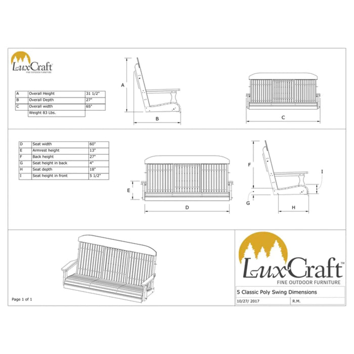 LuxCraft 5' Classic Swing