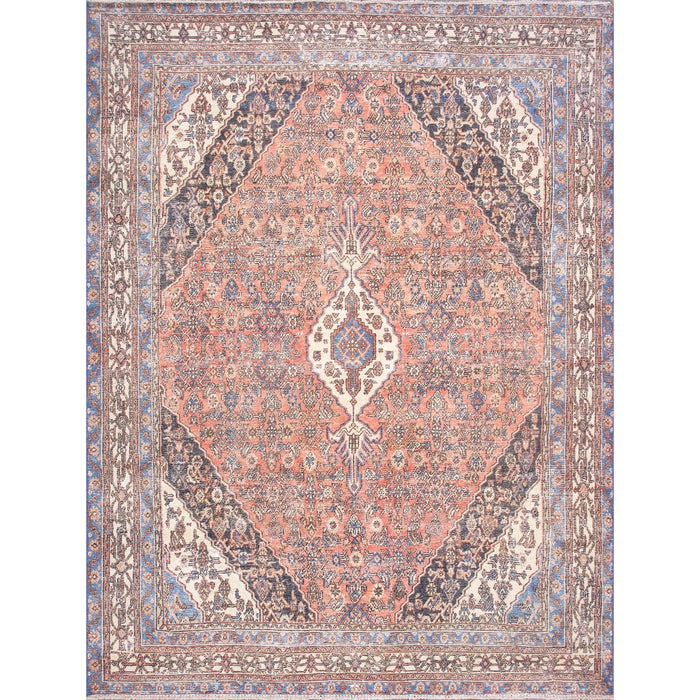 Pasargad Home Vintage Tabriz Collection Wool Salmon Area Rug- 8' 5'' X 11' 2'' 990262 8.05x11.02