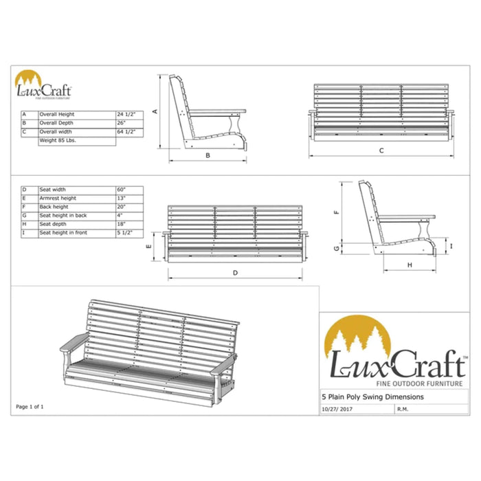 LuxCraft 5' Plain Swing