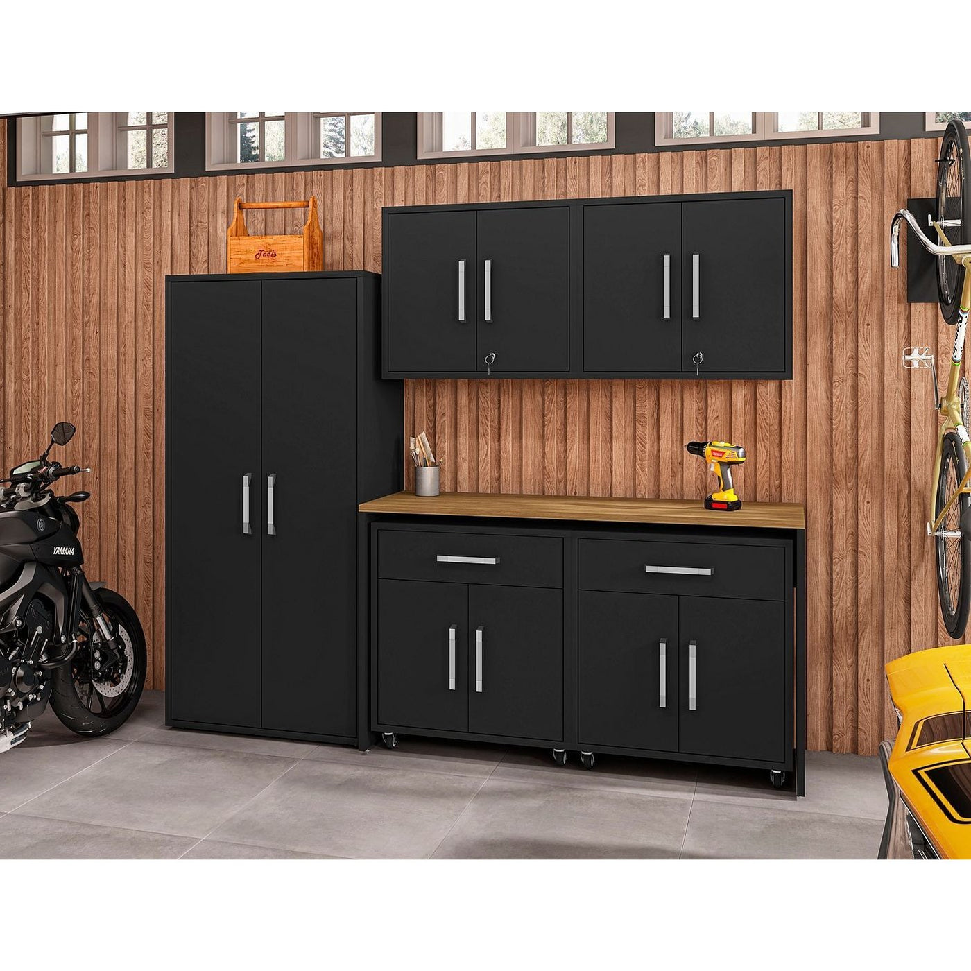 Manhattan Comfort Eiffel 6-Piece Garage Storage Set in White