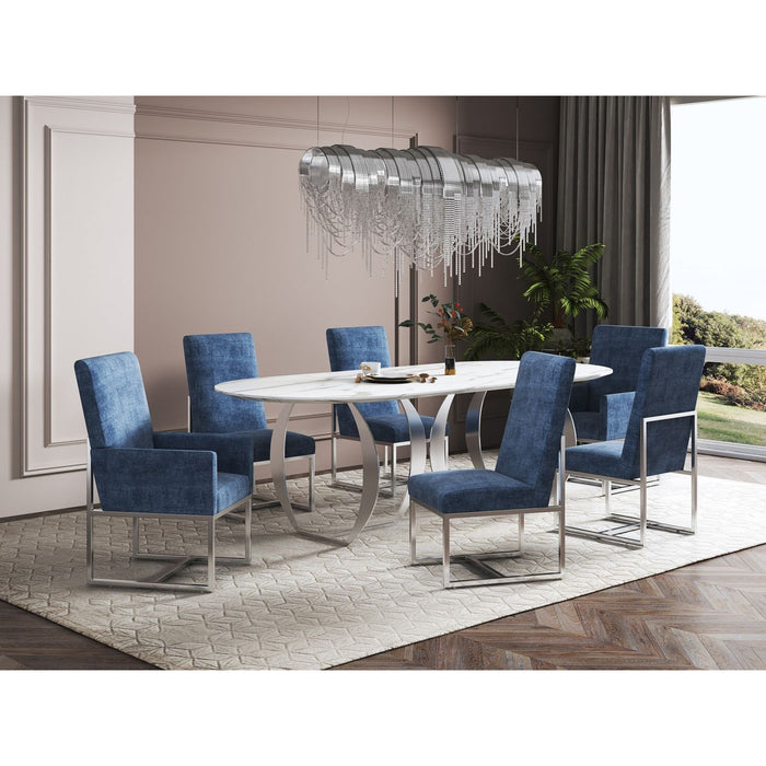 Manhattan Comfort Element Blue Dining Chairs Set of 8