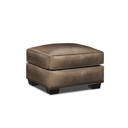 GTR Valencia 100% Top Grain Hand Antiqued Leather Traditional Ottoman Taupe Brown