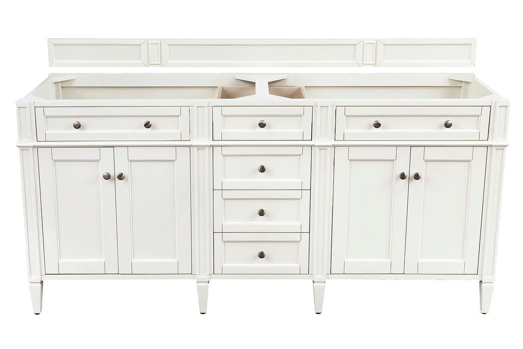 Brittany 72" Double Vanity, Bright White Vanity w/ 3 CM Charcoal Soapstone Silestone Top