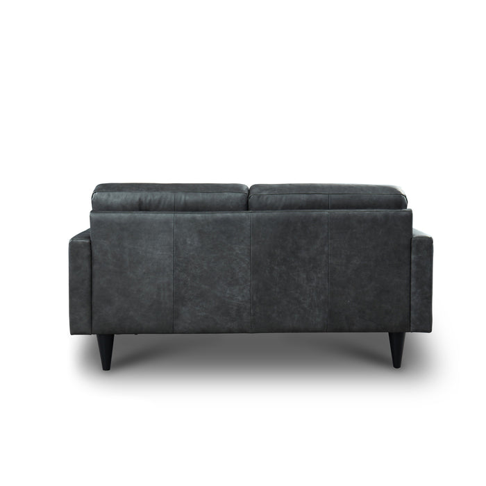 GTR Naples Gray Leather Loveseat