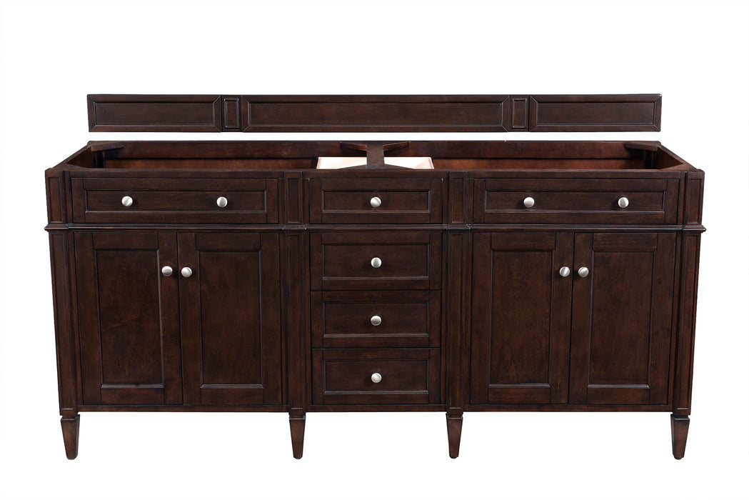 Brittany 72" Double Vanity, Burnished Mahogany, w/ 3 CM Siberian Silestone Top w/FreePower Wireless Charger