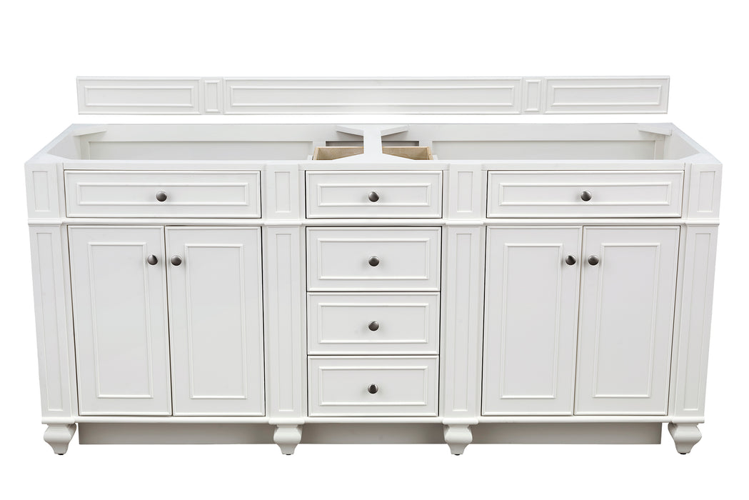 Bristol 72" Double Vanity, Bright White, w/ 3 CM Tajnar Eclos Top w/FreePower Wireless Charger