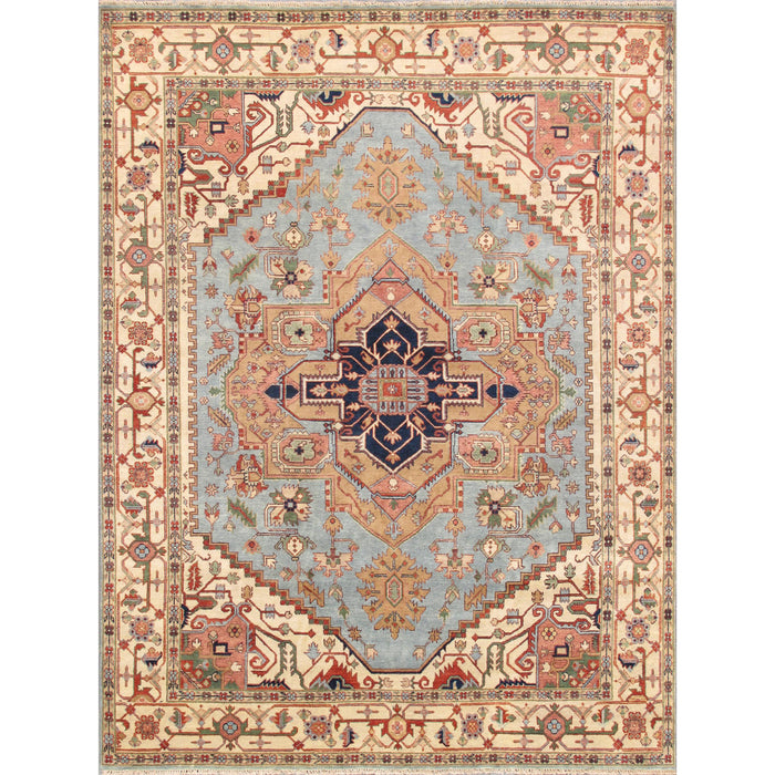 Pasargad Home Serapi Collection Hand-Knotted L. Blue Wool Area Rug- 9' 0" X 11'11" PB-10BLB 9x12