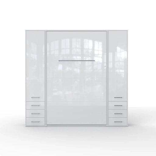 Maxima House Invento Vertical Wall Bed, European Full XL Size with 2 cabinets