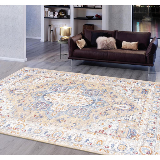 Pasargad Home Turkish Heritage Design Oriental Gold/Ivory Area Rug- 10' x 14' PFH-02GLD 10x14