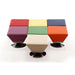 Manhattan Comfort Diamond Swivel Ottoman Set of 7 in Multi Colors of Blue, Red, Purple, Green, Orange, Tan, and Yellow