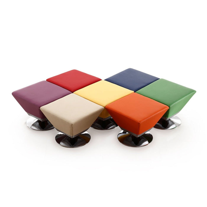 Manhattan Comfort Diamond Swivel Ottoman Set of 7 in Multi Colors of Blue, Red, Purple, Green, Orange, Tan, and Yellow