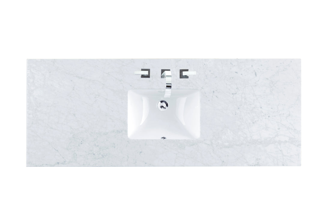 60" Single 3 CM Top, Carrara White Marble w/ Sink