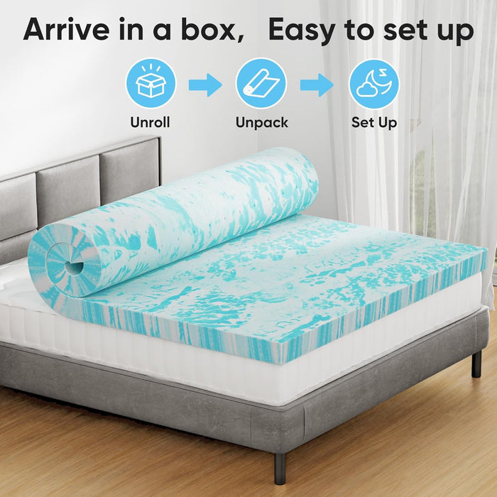 3 Inch Queen Size Gel Infused Memory Foam Mattress Topper
