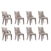 Manhattan Comfort Shubert 8-Piece Modern Faux Leather and Velvet Dining Chair Set in Light Grey
